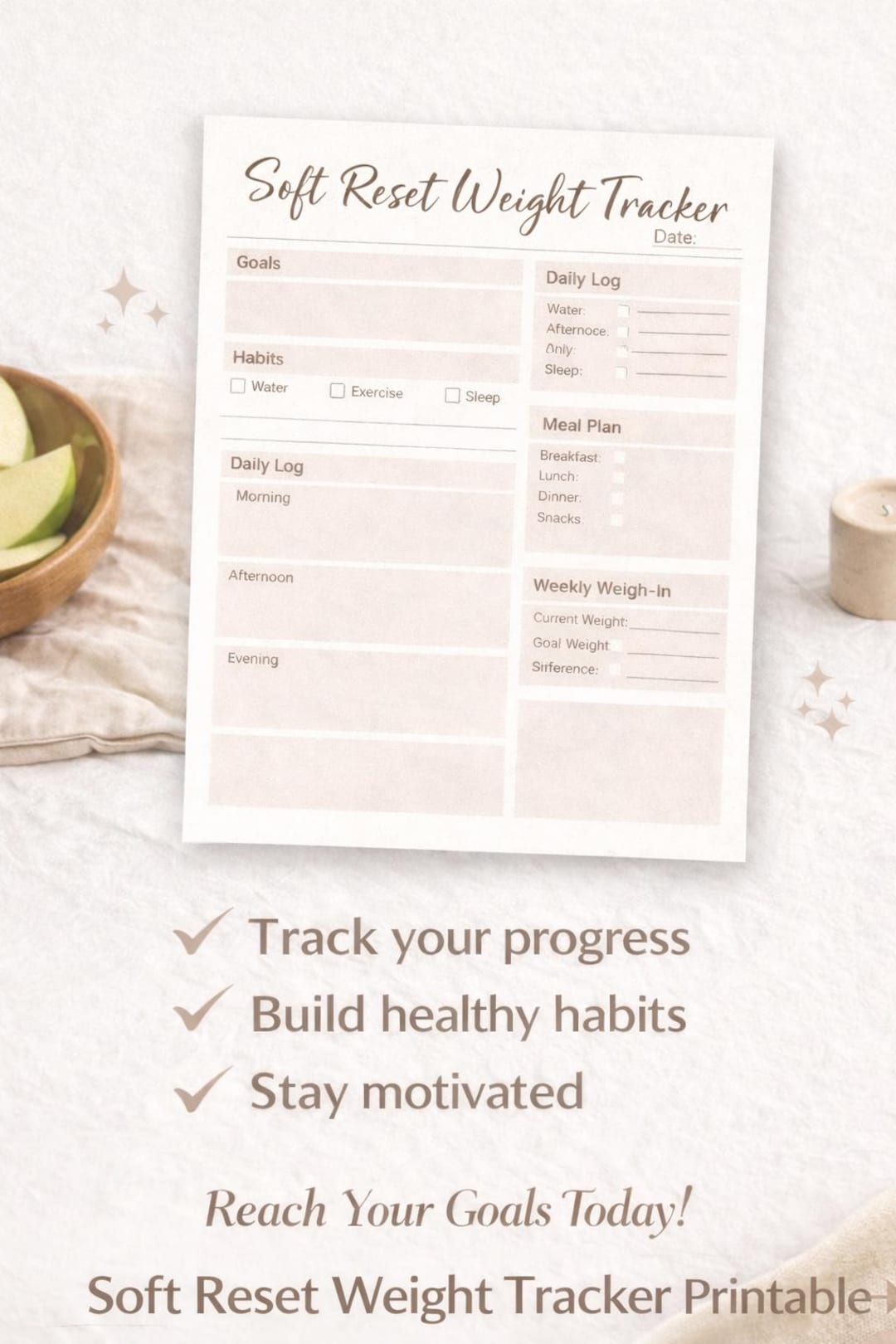 Soft Reset Weight Tracker | Daily Habit Planner (PDF Download) - Etsy