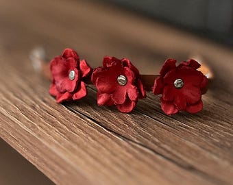 Handmade leather flower bracelet, adjustable boho jewelry gift