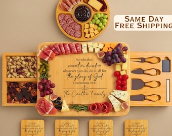 Bible Verse Personalized Charcuterie Board, Christian Gifts, Religious Housewarming Gift, Hostess Gift, Wedding Engagement Gift for Couple