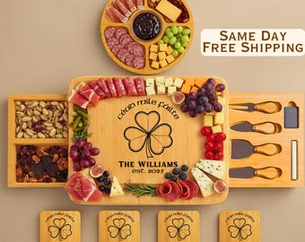 Personalized Irish Charcuterie Board, Wedding, Engagement, Anniversary Gift for Couple, Shamrock, Celtic Knot, Custom Board, St Patrick Day