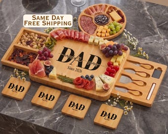 Personalized Charcuterie Board for Father's Day Gift, Custom Engraved Cheese Board, Family Board, Grandpa Gift, Husband Birthday Gift