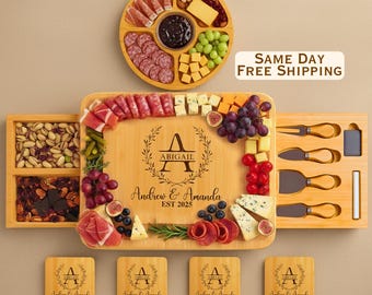 Charcuterie Board Personalized Wedding Gifts, Unique Engagement Gift Idea Housewarming Gift Anniversary Gift for Couple Custom New Home Gift