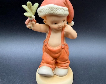 Vintage 1988 Enesco ~ Memories of Yesterday ~ Lucie Attwell Ltd. ~ "How 'Bout A Little Kiss?" Figurine #114987