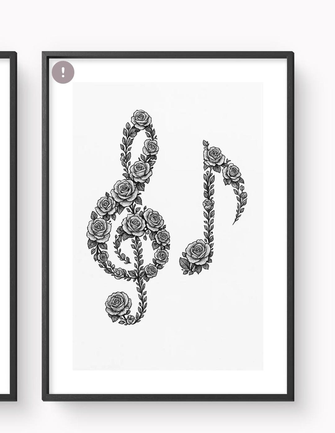 Music Notes Rose Wall Art. Digital - Etsy