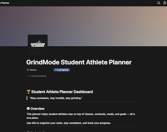 Student Athlete Digital Planner | Notion Template for Time Management, Fitness, and Academics