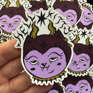 Hell Kitty Vinyl Sticker, Evil Cat with Devil Horns Illustration