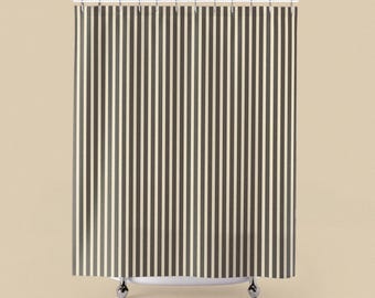 Vertical Gray and White Stripe Shower Curtain | Modern Bathroom Basics