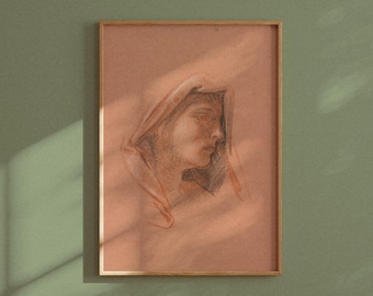 Elihu Vedder Woman Portrait Print, Colorful Expressionist Wall Art