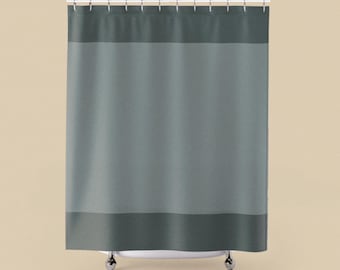 Teal Colorblock Shower Curtain | Minimal Modern Bathroom Curtain