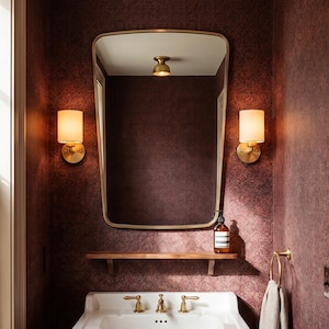 Modern Brass Wall Mirror,  Rounded Rectangle Vanity Mirrors