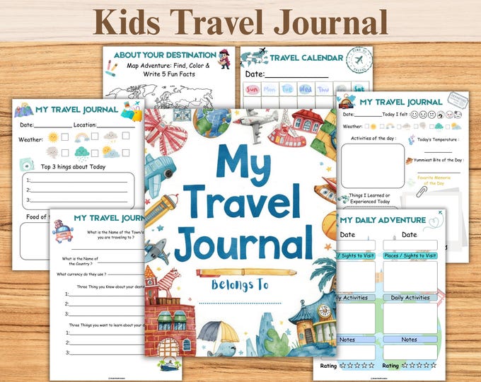 Kids Travel Journal Printable | Road Trip Activity Book Children's ...