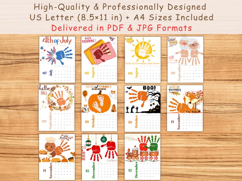 Handprint Calendar 2026 Kids DIY Keepsake Craft Calendar Monthly ...
