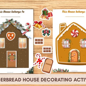 Gingerbread House Craft Printable, Christmas Cutouts Activity (PDF)