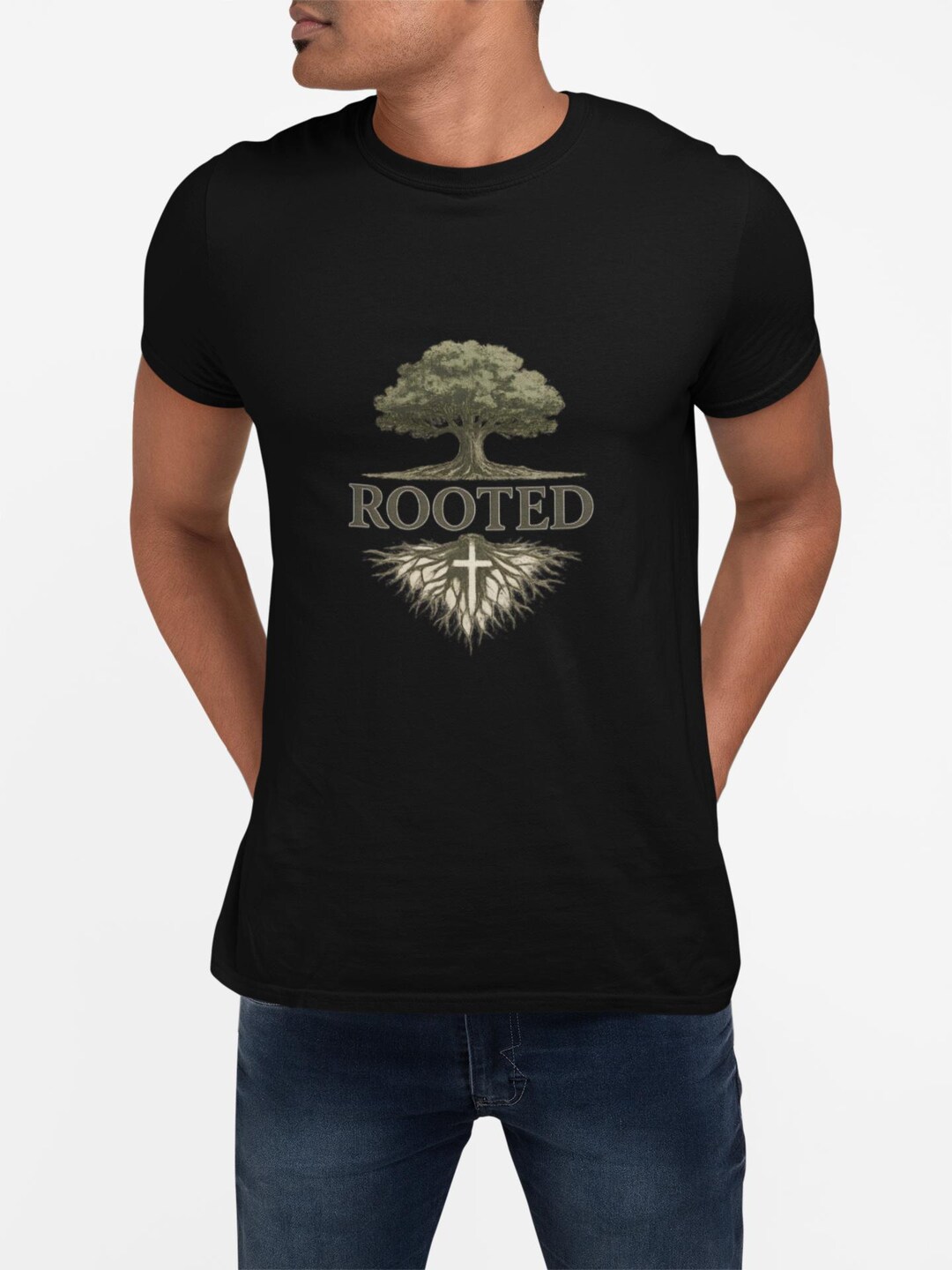 Rooted Tree Cross Tee | Christian Faith Roots Shirt - Etsy