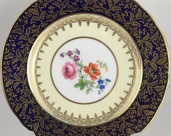 Antique Aynsley Purple Rim Bread Plates Set of 4