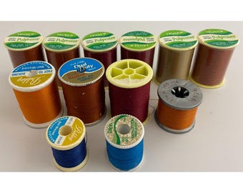 Vintage Sewing Thread Spools Lot Polyester Cotton Tru-Sew Coats (12)