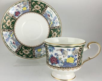 Mikasa Satsuma Branch A6403 Bone China Cup & Saucer Set Japan Bird Floral