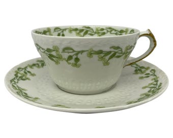 Charles Field Haviland Limoges CHF1141 Green Floral Cup & Saucer, VGC