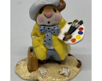 Wee Forest Folk Arty Mouse M-071 Artist Mouse Figurine 1982 Retired