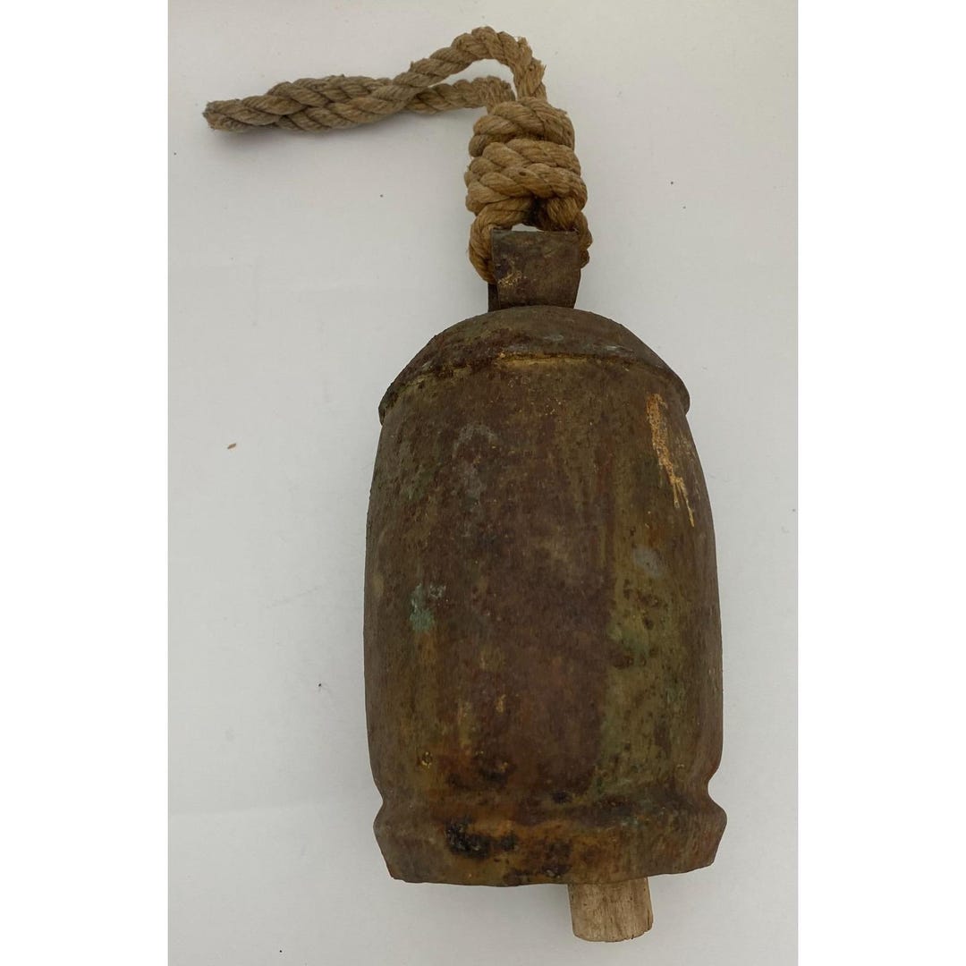Vintage Rustic Metal Cow Bell W Rope Clapper Farm Decor 8” - Etsy