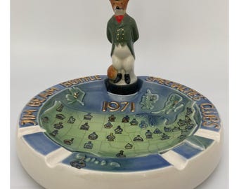 Vintage 1971 Jim Beam Bottle Specialties Clubs Ashtray – Dapper Fox – 9" MCM