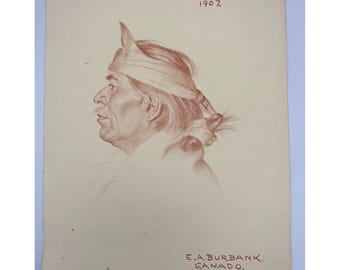 Vintage E.A. Burbank Navajo Portrait Print - "Ya-Otza-Beg-Ay"