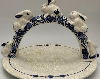 Vintage Dedham Style Rabbit Handled Serving Tray – The Potting Shed (1996)