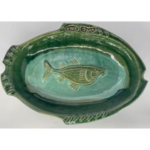 Lorna Smith Pike Place Market Fish Platter Art Pottery Stoneware Tray 13" Signed