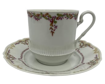 Haviland Limoges Savoie Floral Cup & Saucer Set, Very Good Condition