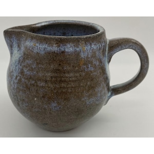 Studio Pottery Creamer 3.5&quot; Blue Brown Glaze Signed Veronica Sandercock