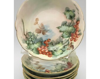 Tressemanes & Vogt (6) Unique Hand Painted Fruit bowls