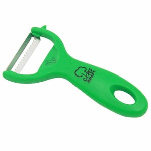 May include: A green Chef Craft vegetable peeler with a stainless steel blade. The peeler has a comfortable handle with a hole for hanging and the Chef Craft logo.
