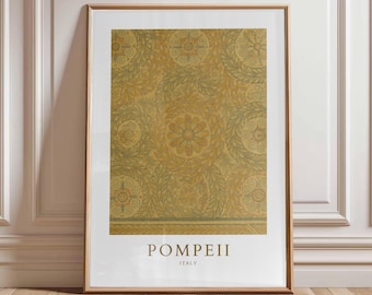Pompeii Mosaic Wall Art, Ancient Roman Floral Pattern Print, Archaeological Italy Decor, Classical History Poster, Vintage Mediterranean Art