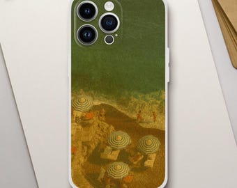 Positano Italië Flexi telefoonhoesje, Amalfikust Positano, mediterrane reiscadeau, kust luchtfoto landschap Positano, natuur Italiaans cadeau