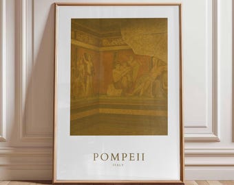 Pompeii Fresco Wall Art, Villa of the Mysteries Illustration, Ancient Roman Mural Poster, Italian Archaeology Decor, Classical History Print