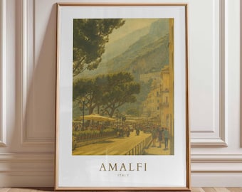 Amalfi Italy Travel Poster, Amalfi Coast Print, Mediterranean Travel Gift Print, Coastal Wall Art, Amalfi Print, Nature Italian Gift