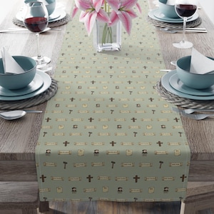 Chemin de table motif Jour de la Réforme | Martin Luther | Sergé de coton et polyester