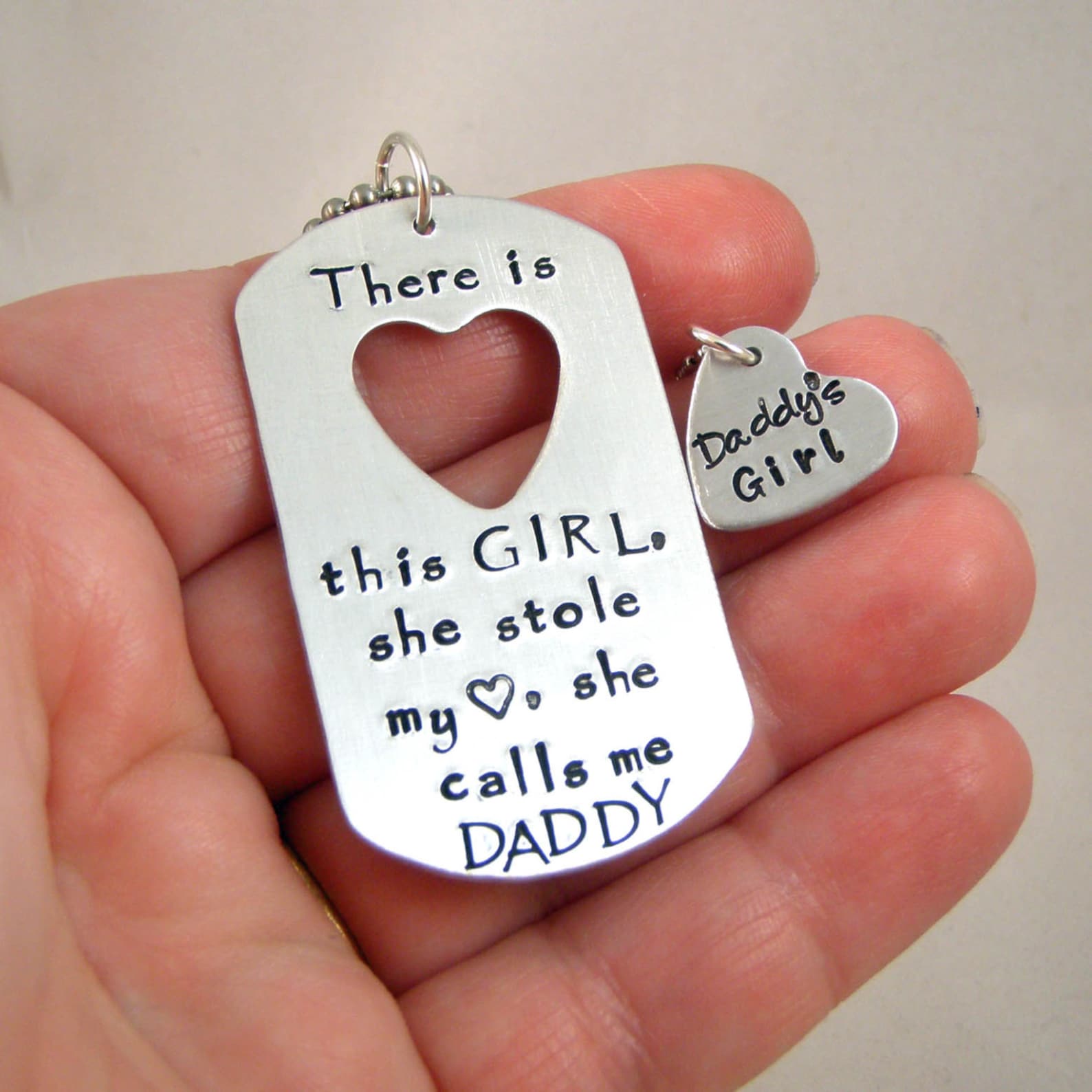 Daddy Daughter Necklace and Dog Tag Dad Dog Tag Dad Etsy