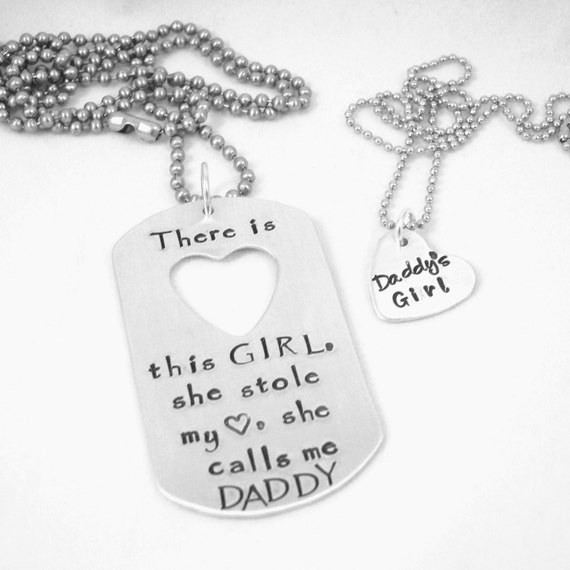 daddy's girl dog tag heart pendant