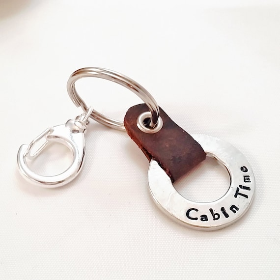 Personalized Leather and Pewter Key chain Custom Keychain Etsy