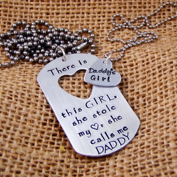 daddy's girl dog tag heart pendant