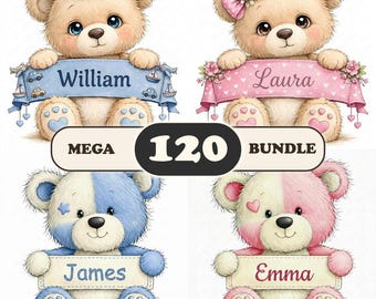 Watercolor Animals Clipart Bundle, Animal PNG Sublimation Designs, Nursery Baby Shower Printable, Commercial Use, Cricut Mega Pack