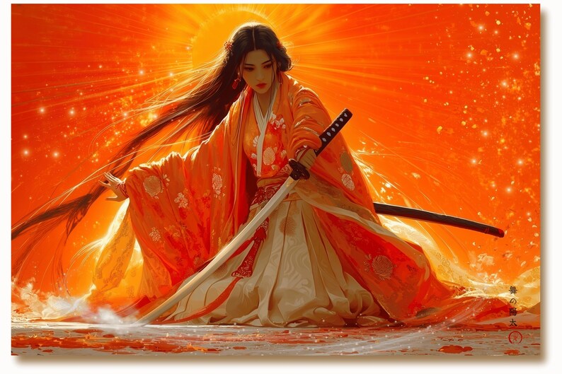 Amaterasu Wall Art | Japanese Sun Goddess Print | Shinto Deity Poster ...