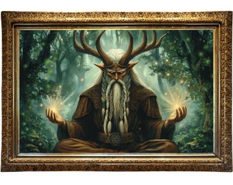 Cernunnos Wall Art |  Nature Forest God Print | Celtic Mythology Decor | Druidic Woodland Artwork | The Print Saga