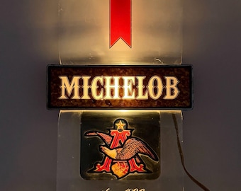 Vintage Michelob beleuchtetes Bierschild Anheuser Busch Adler Bar Licht 1970er Jahre