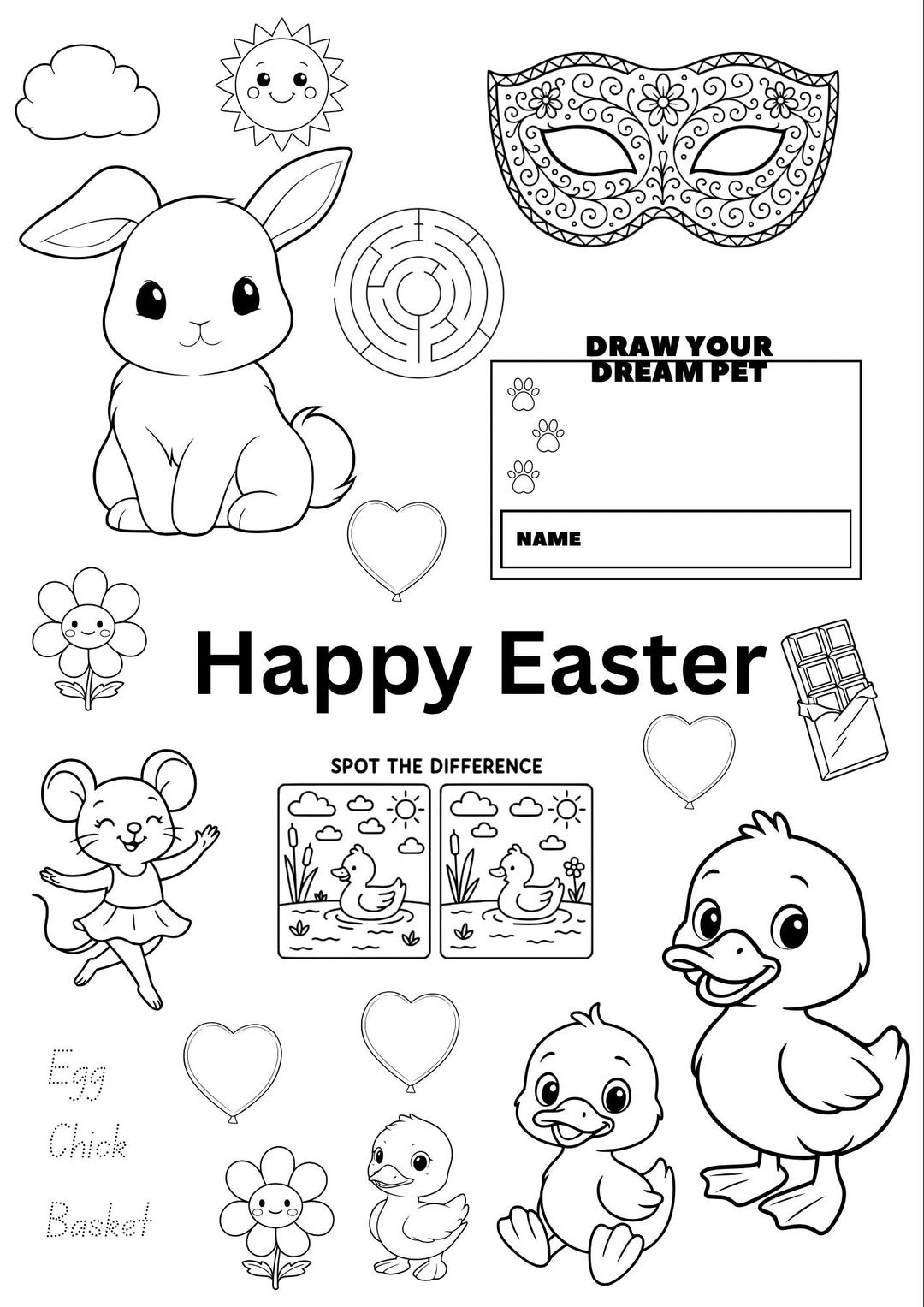 Colouring Activity Sheet - Easter - Etsy