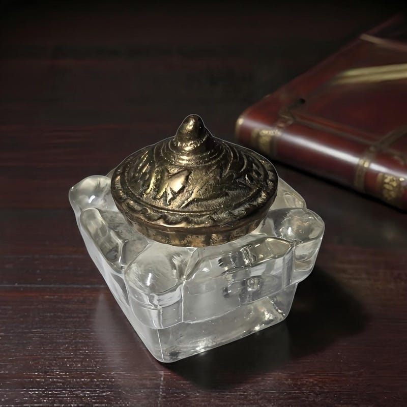 Old Glass Inkwell - Etsy