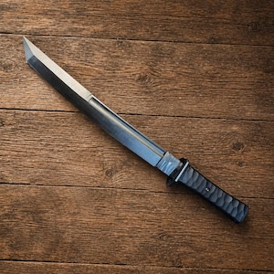 Handmade Katana Sword High Carbon Steel Black Short Sword & Sheath