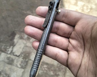 Handmade Damascus Steel Writing Pen – Handcrafted Ballpoint Gift for Him