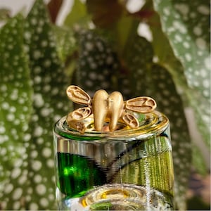 Tiny Tooth Fairy Ring: Adjustable Brass, Fairycore Whimsy Piece, Statement Ring, Vintage Style Crystal Talisman Jewellery